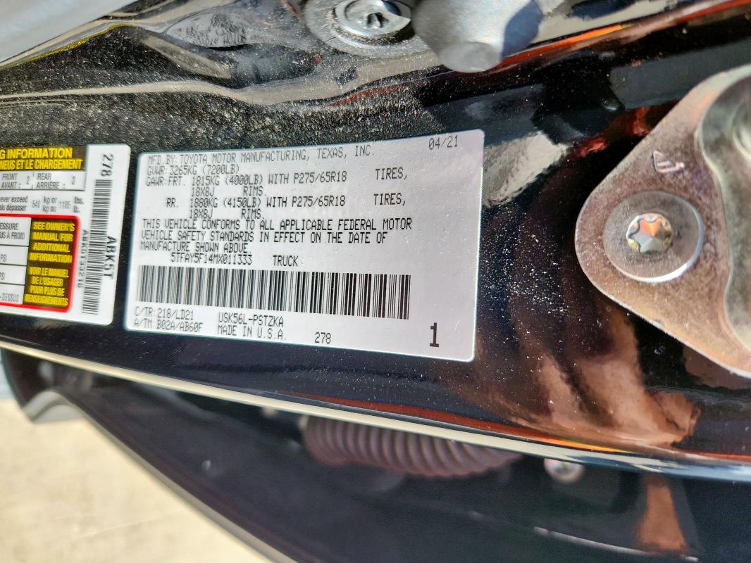 2021 TOYOTA TUNDRA CRE - 5TFAY5F14MX011333