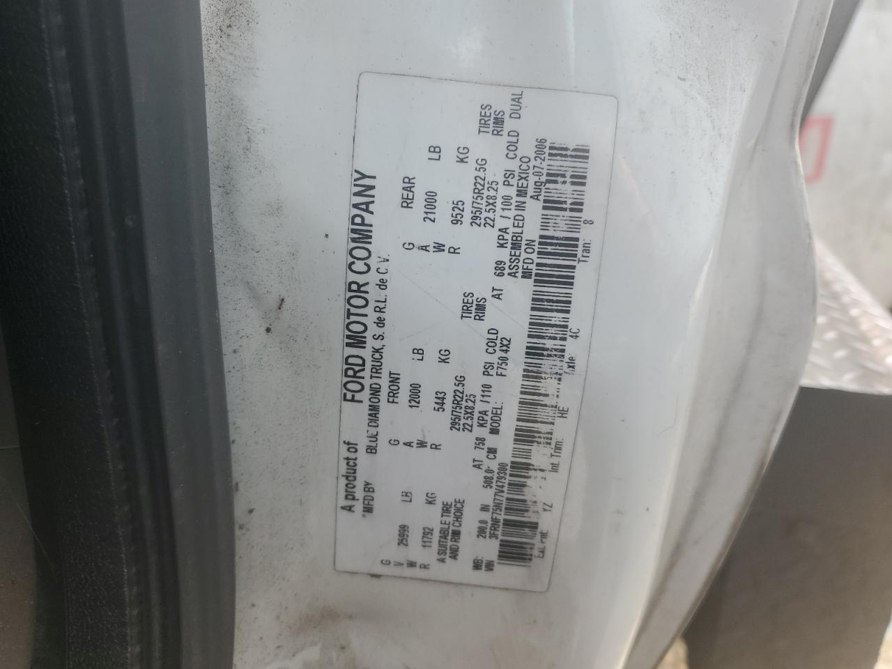 Lot #3282576879 2007 FORD F750 SUPER