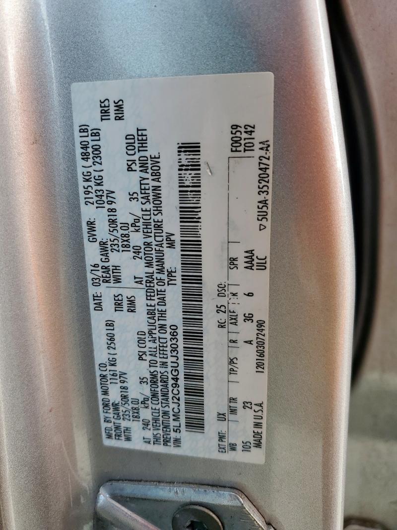 2016 LINCOLN MKC SELECT 5LMCJ2C94GUJ30360
