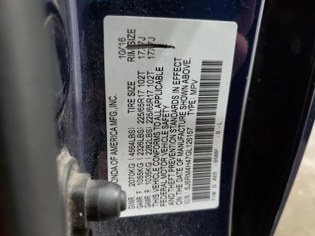 2016 HONDA CR-V SE 5J6RM4H47GL126157