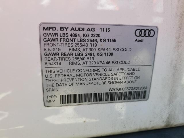 2016 AUDI Q3 PRESTIG WA1GFCFS7GR012363