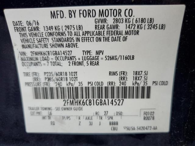 2016 FORD FLEX SEL 2FMHK6C81GBA14527