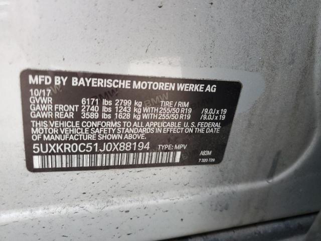2018 BMW X5 XDRIVE3 - 5UXKR0C51J0X88194