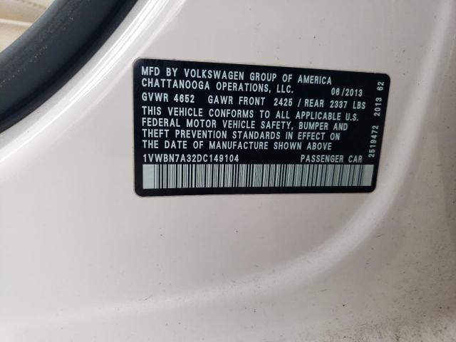 2013 VOLKSWAGEN PASSAT #3268311033