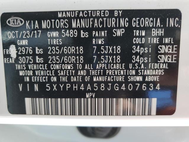 2018 KIA SORENTO EX 5XYPH4A58JG407634