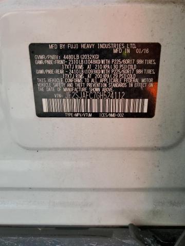 2016 SUBARU FORESTER 2 JF2SJAFC7GH524112