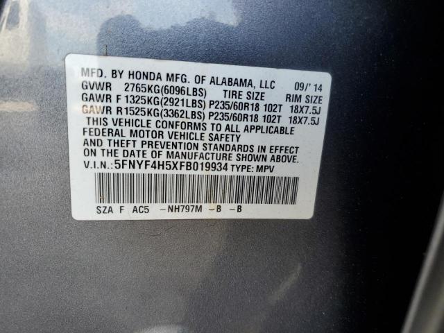 2015 HONDA PILOT EXL 5FNYF4H5XFB019934