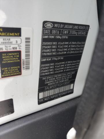 2016 LAND ROVER RANGE ROVE SALWR2EFXGA108597