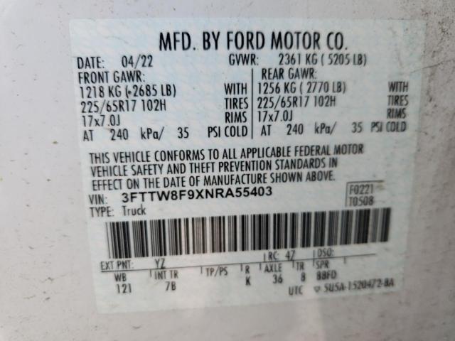 2022 FORD MAVERICK X - 3FTTW8F9XNRA55403