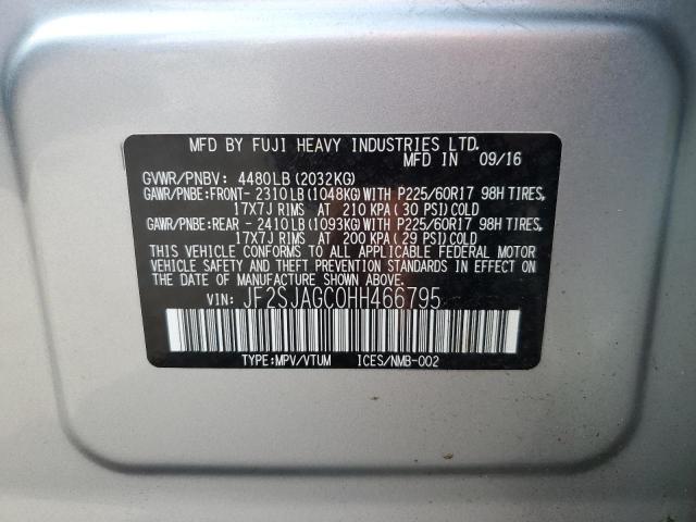 2017 SUBARU FORESTER 2 JF2SJAGC0HH466795