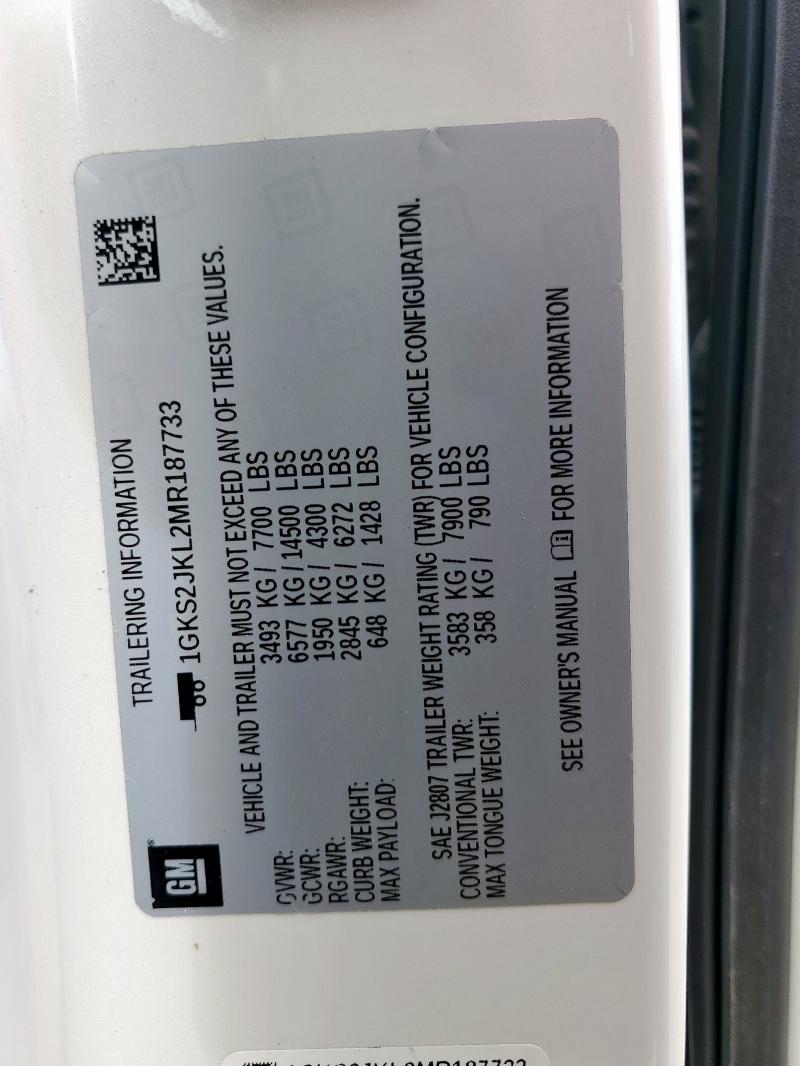 2021 GMC YUKON XL DENALI 1GKS2JKL2MR187733