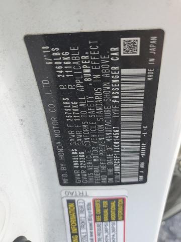 2018 HONDA CLARITY JHMZC5F17JC014567