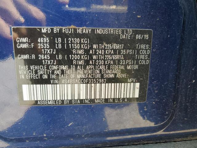 2015 SUBARU OUTBACK 2. 4S4BSACC0F3352982