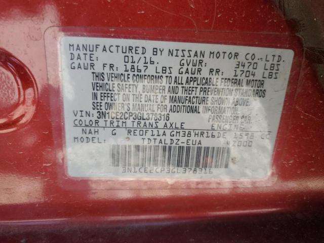 2016 NISSAN VERSA NOTE 3N1CE2CP3GL378316