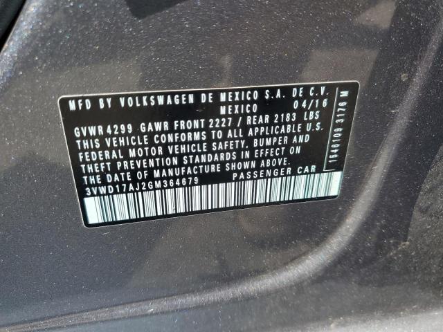 2016 VOLKSWAGEN JETTA SPOR 3VWD17AJ2GM364679