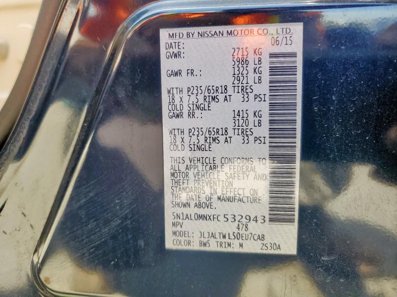 2015 INFINITI QX60 - 5N1AL0MNXFC532943