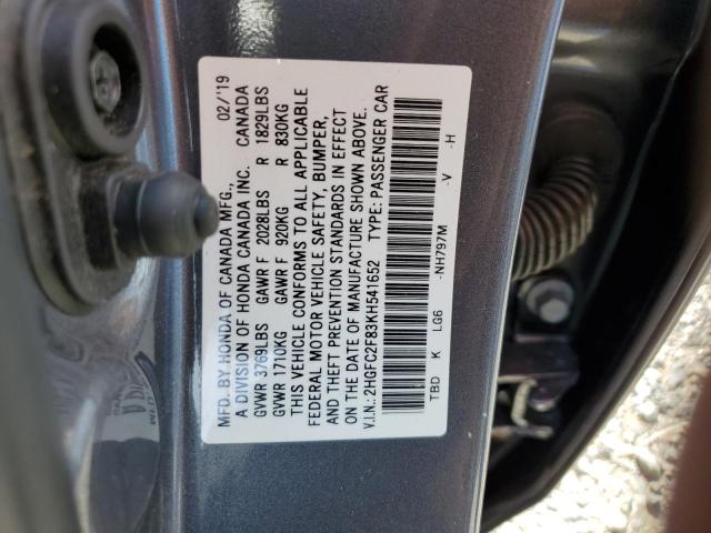 2019 HONDA CIVIC SPOR 2HGFC2F83KH541652
