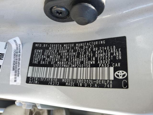 2021 TOYOTA COROLLA LE - 5YFEPMAE3MP240156