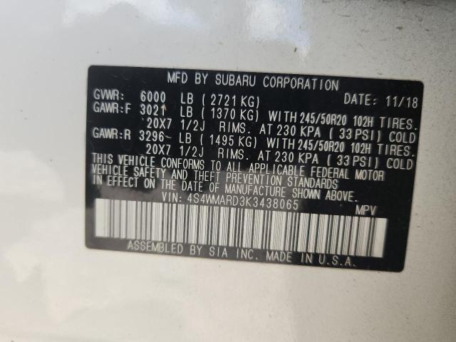 2019 SUBARU ASCENT TOU 4S4WMARD3K3438065