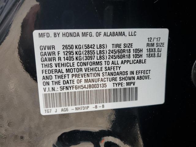 2018 HONDA PILOT EXL - 5FNYF6H54JB003135