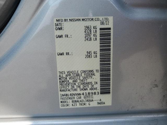 2022 NISSAN ALTIMA SV 1N4BL4DVXNN418983