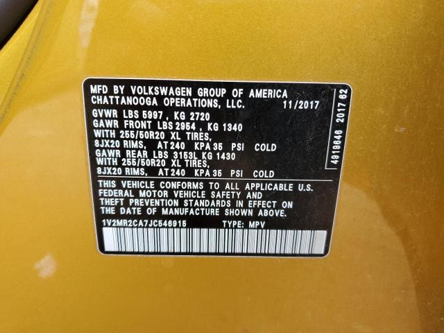 2018 VOLKSWAGEN ATLAS SEL 1V2MR2CA7JC546915