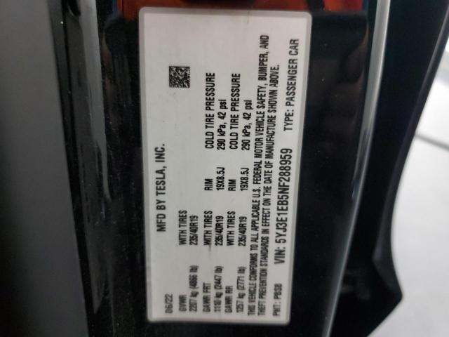 2022 TESLA MODEL 3 5YJ3E1EB5NF288959