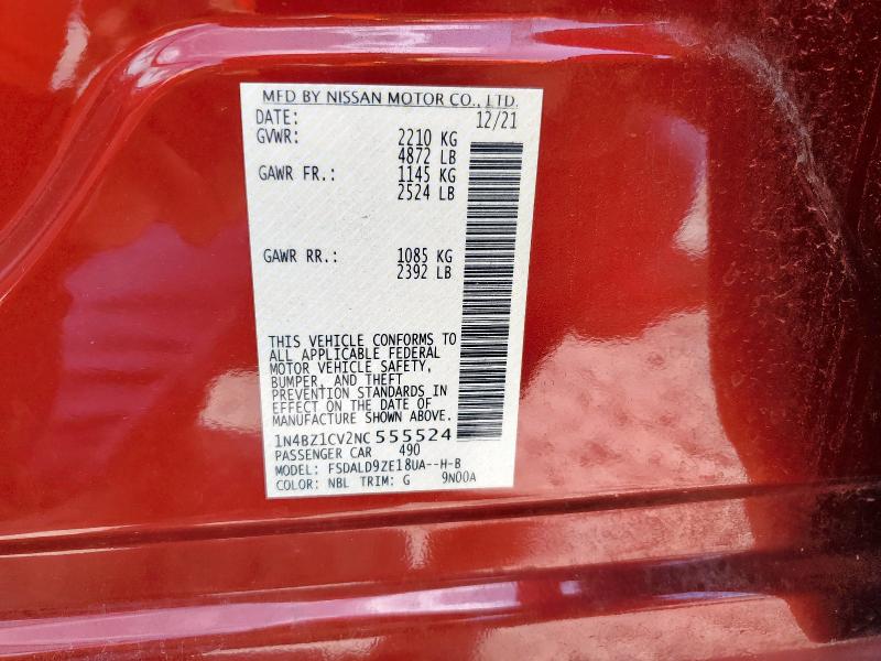 2022 NISSAN LEAF SV PL 1N4BZ1CV2NC555524