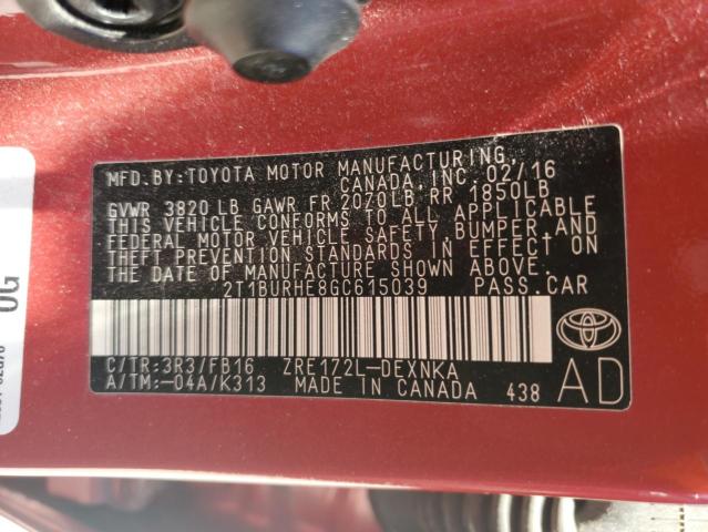 2016 TOYOTA COROLLA L - 2T1BURHE8GC615039