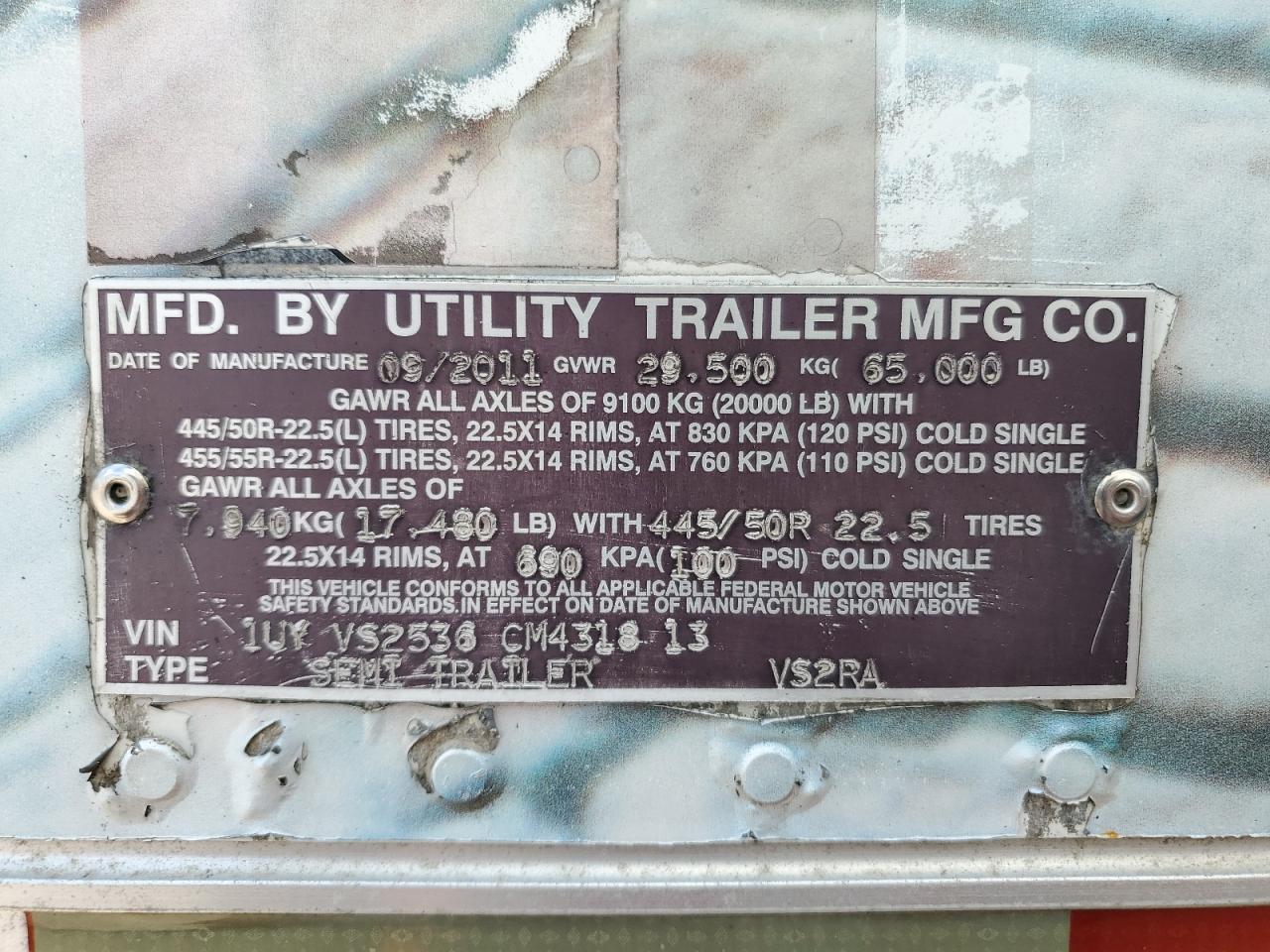 Lot #3206346135 2012 UTILITY VS2RA