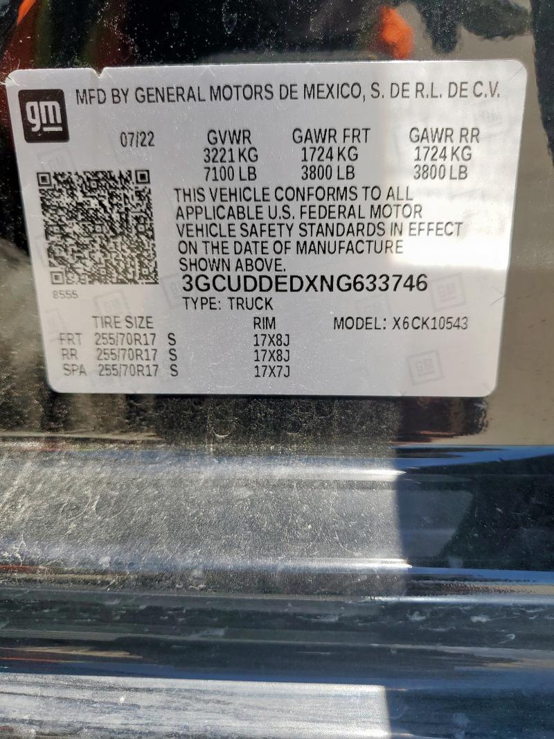 2022 CHEVROLET SILVERADO - 3GCUDDEDXNG633746