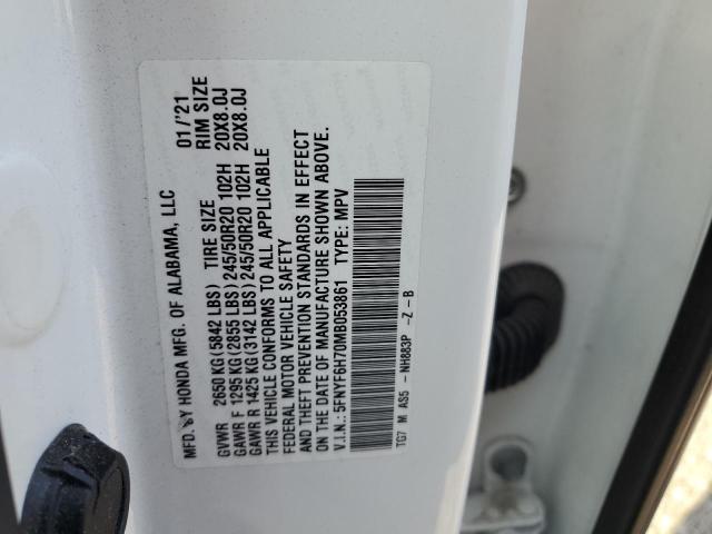 2021 HONDA PILOT BLAC 5FNYF6H70MB053861