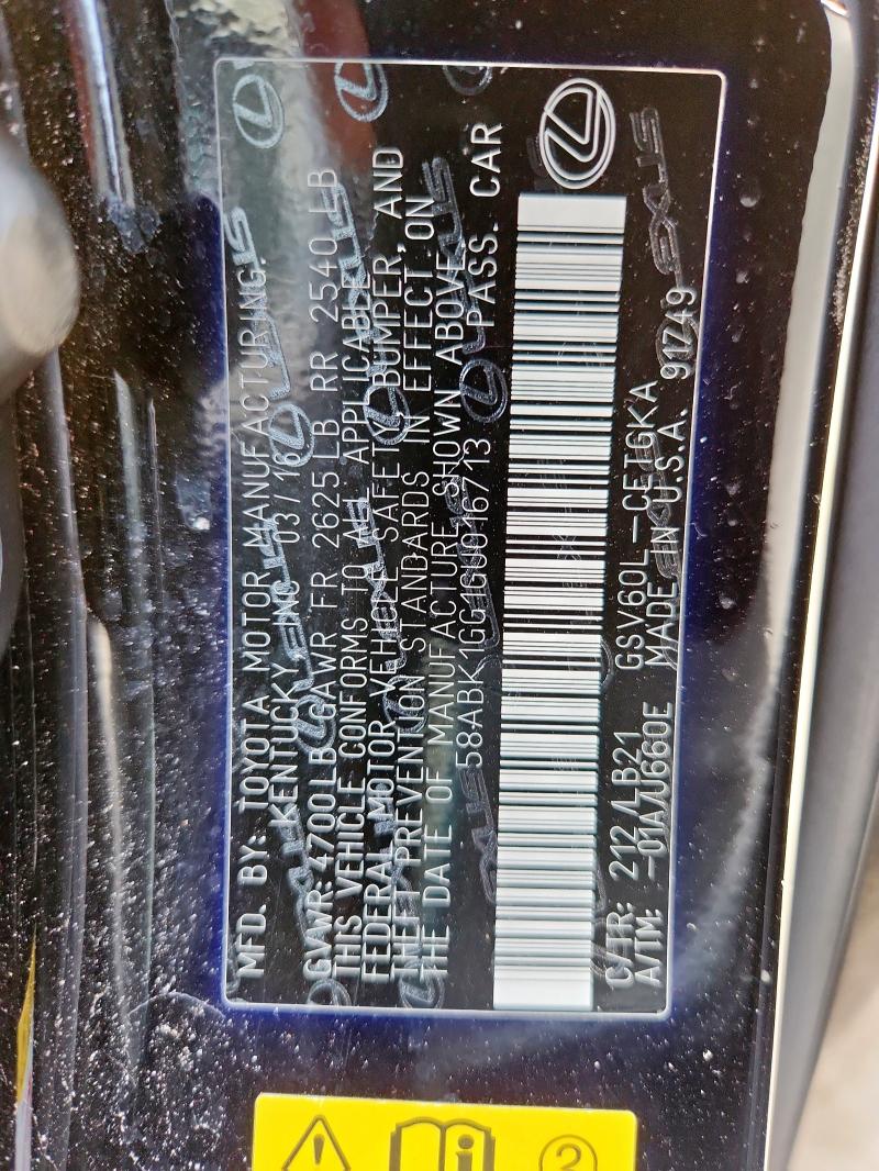 2016 LEXUS ES 350 58ABK1GG1GU016713