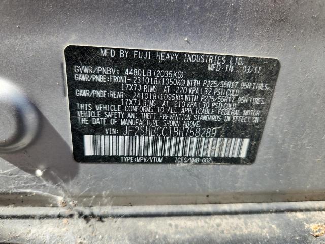 2011 SUBARU FORESTER 2 - JF2SHBCC1BH758289