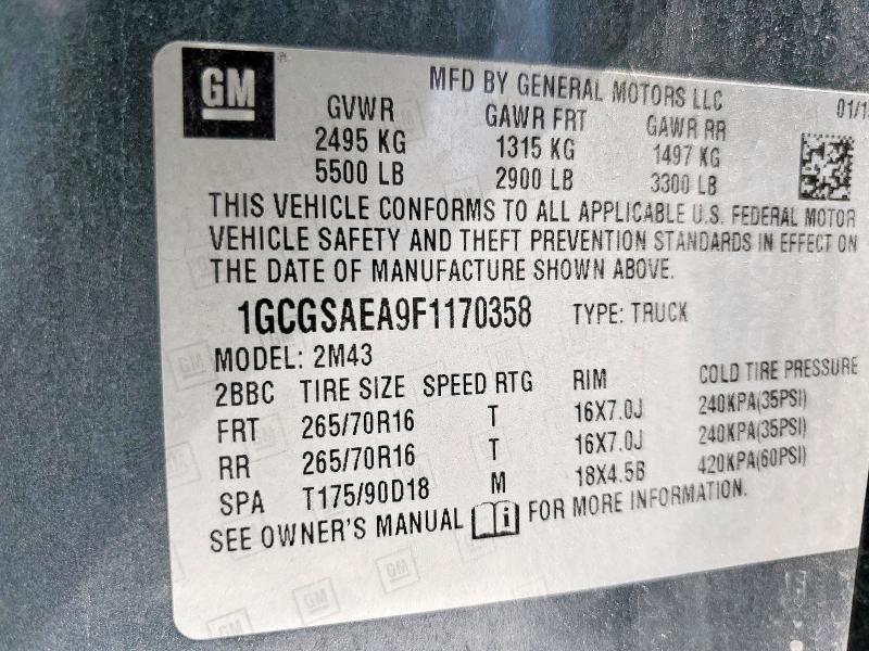 2015 CHEVROLET COLORADO - 1GCGSAEA9F1170358