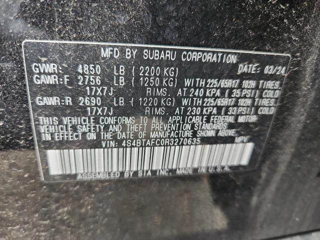2024 SUBARU OUTBACK PR 4S4BTAFC0R3270635