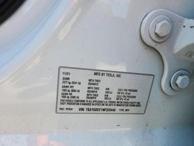 2022 TESLA MODEL Y 7SAYGDEE1NF320448
