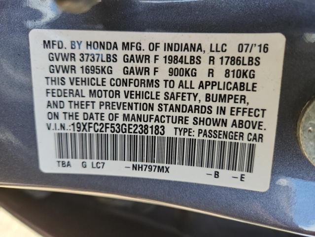 2016 HONDA CIVIC LX 19XFC2F53GE238183