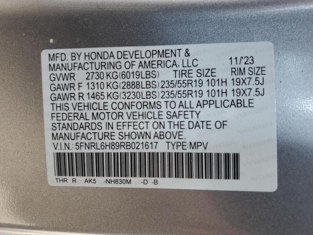 2024 HONDA ODYSSEY TOURING 5FNRL6H89RB021617