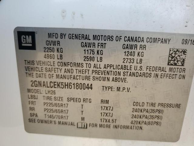 2017 CHEVROLET EQUINOX LT - 2GNALCEK5H6180044