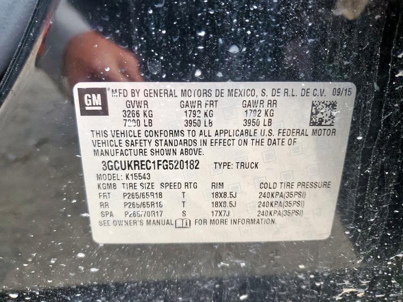2015 CHEVROLET SILVERADO 3GCUKREC1FG520182