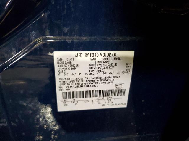 2019 LINCOLN NAUTILUS R 2LMPJ8L97KBL46570