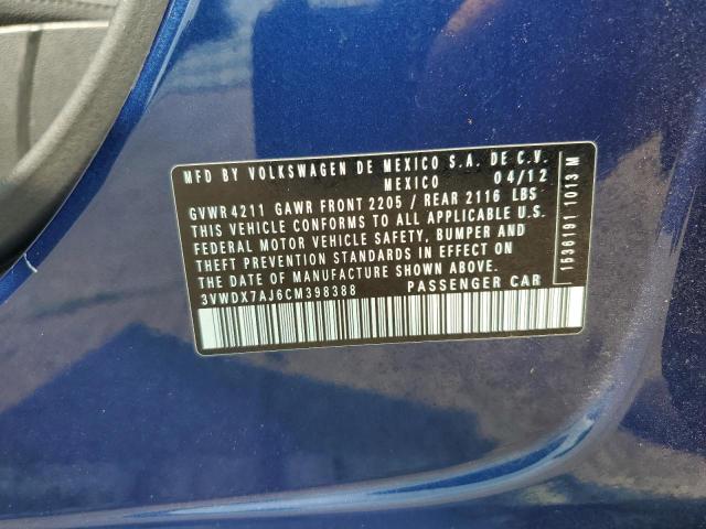 2012 VOLKSWAGEN JETTA SE - 3VWDX7AJ6CM398388