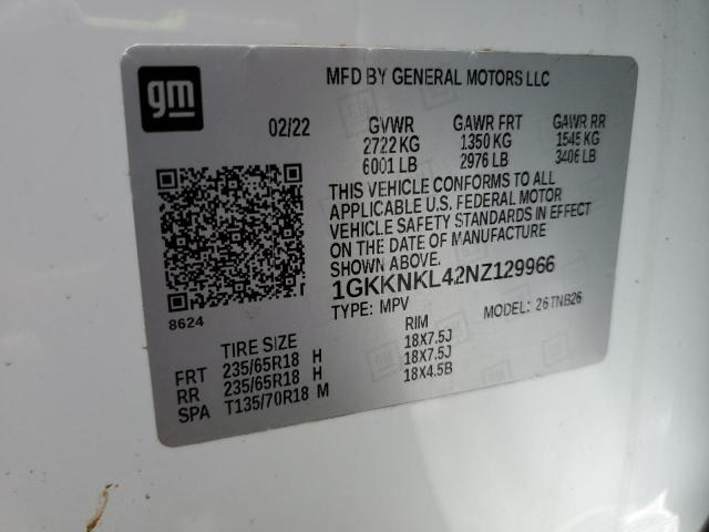 2022 GMC ACADIA SLE 1GKKNKL42NZ129966