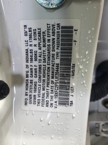 2018 HONDA CIVIC LX 19XFC2F51JE204444