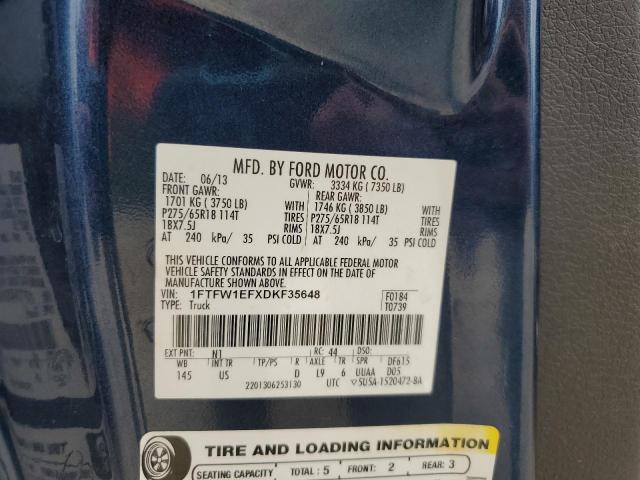 2013 FORD F150 SUPER - 1FTFW1EFXDKF35648