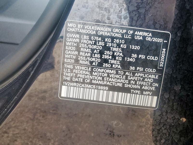 2021 VOLKSWAGEN ATLAS SE 1V2WR2CA3MC519899