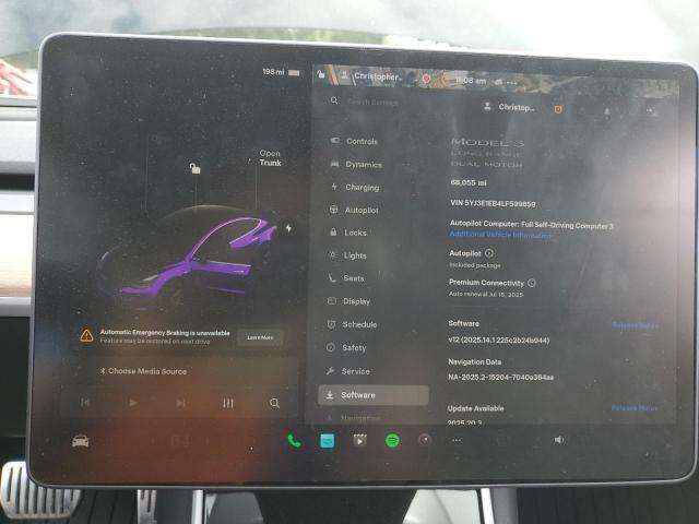2020 TESLA MODEL 3 5YJ3E1EB4LF599859