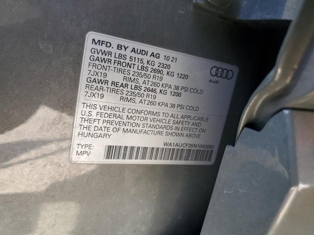2022 AUDI Q3 PREMIUM WA1AUCF35N1043062