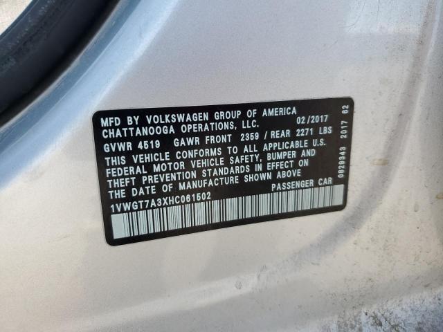 2017 VOLKSWAGEN PASSAT SE 1VWGT7A3XHC061502
